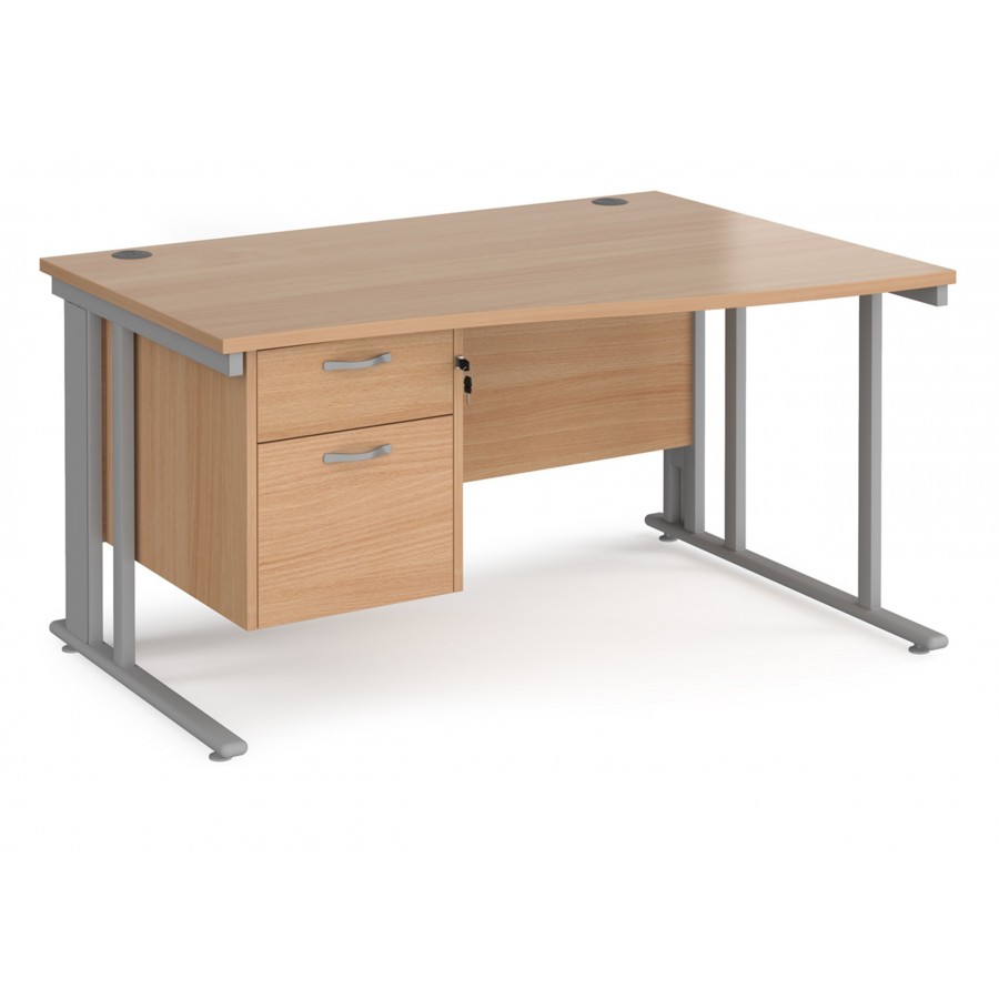 Maestro Cable Managed Leg Wave Desk with Two Drawer Pedestal